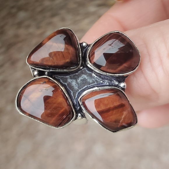 New Red Tiger Eye 925 Silver Ring. - Picture 13 of 14